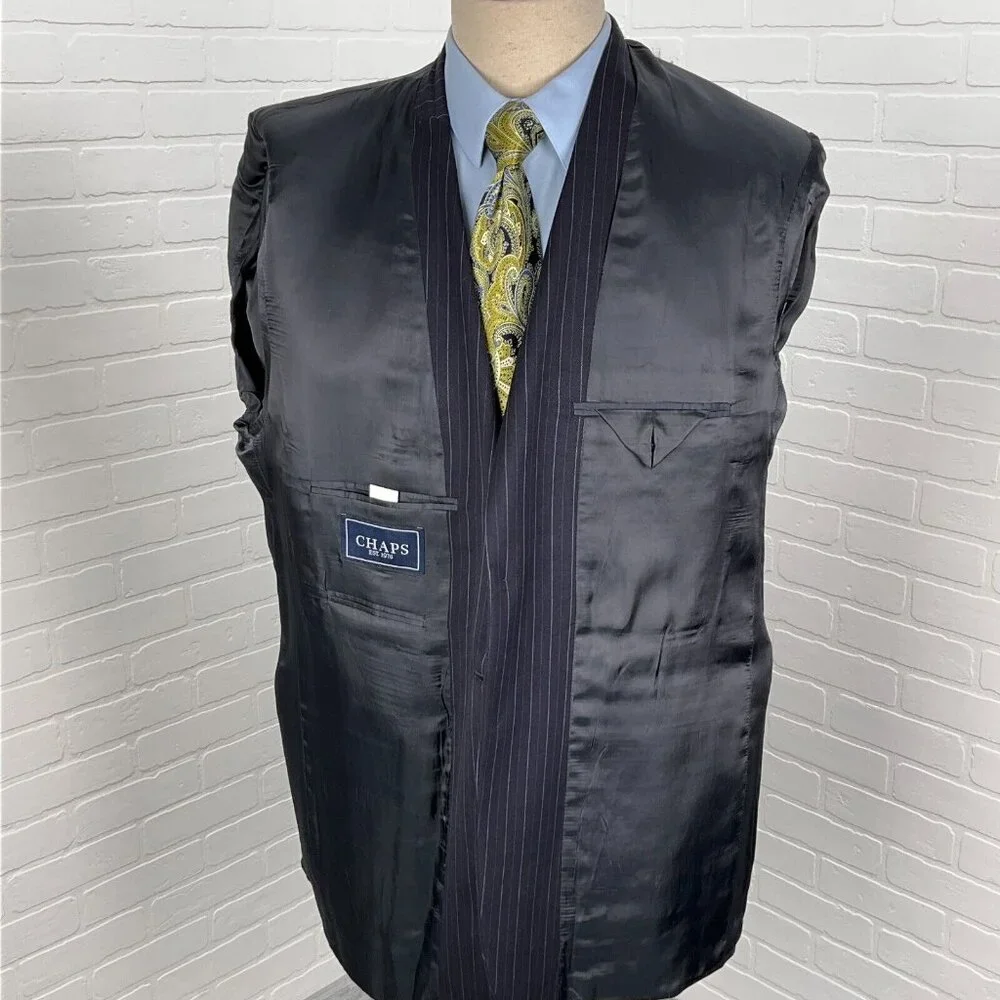 Chaps Ralph Lauren Blazer Men 44 Long Blue Pinstripe Classic Career‎ Wool Jacket
